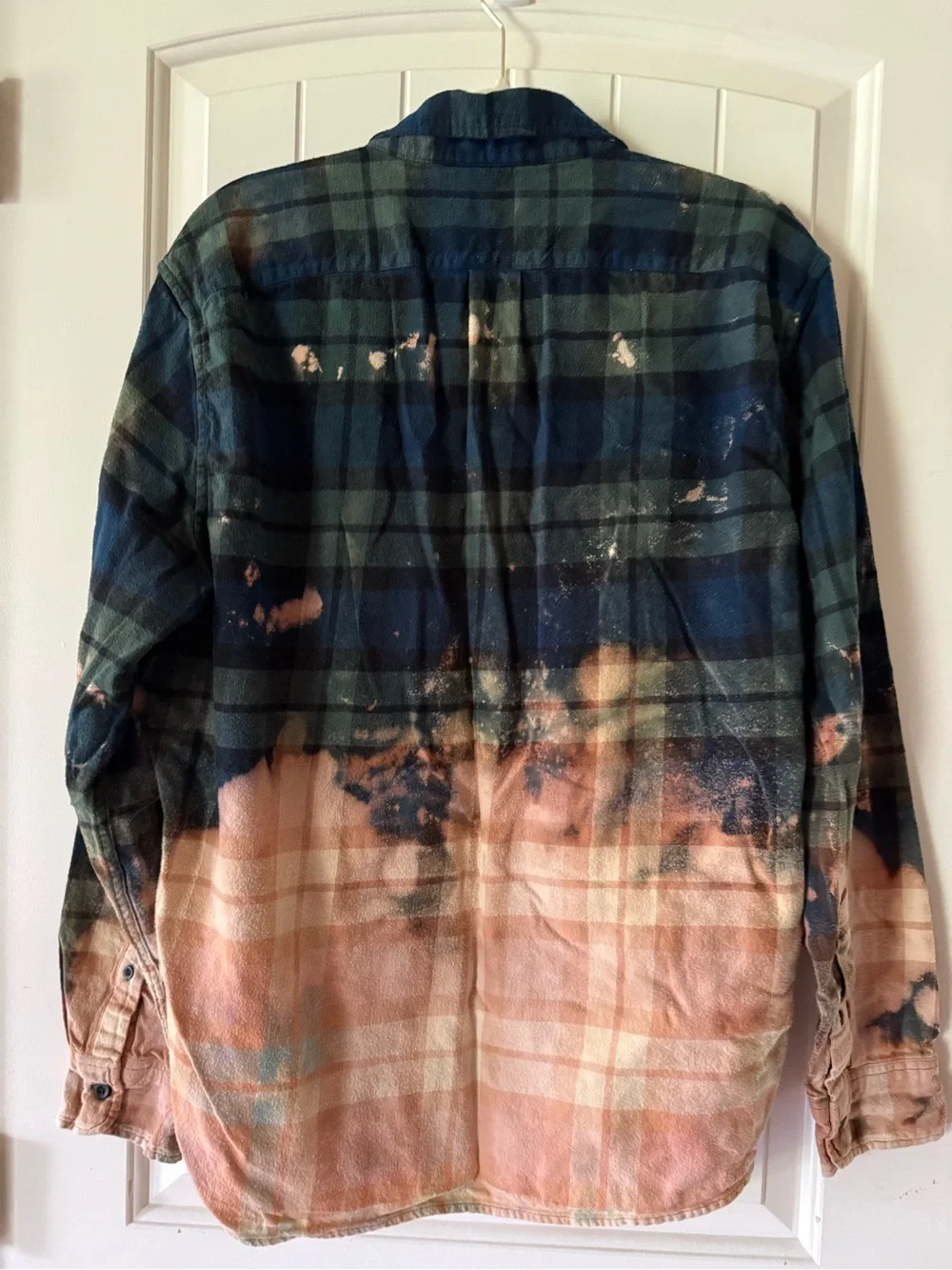 J.Crew Green & Blue Plaid Custom Dip-Dye Flannel 100% Cotton